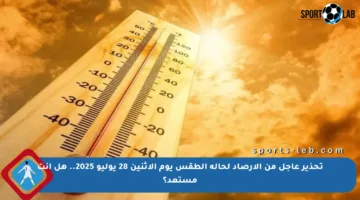تحذير عاجل من الأرصاد لحالة الطقس يوم الإثنين 28 يوليو 2025.. هل أنت مستعد؟